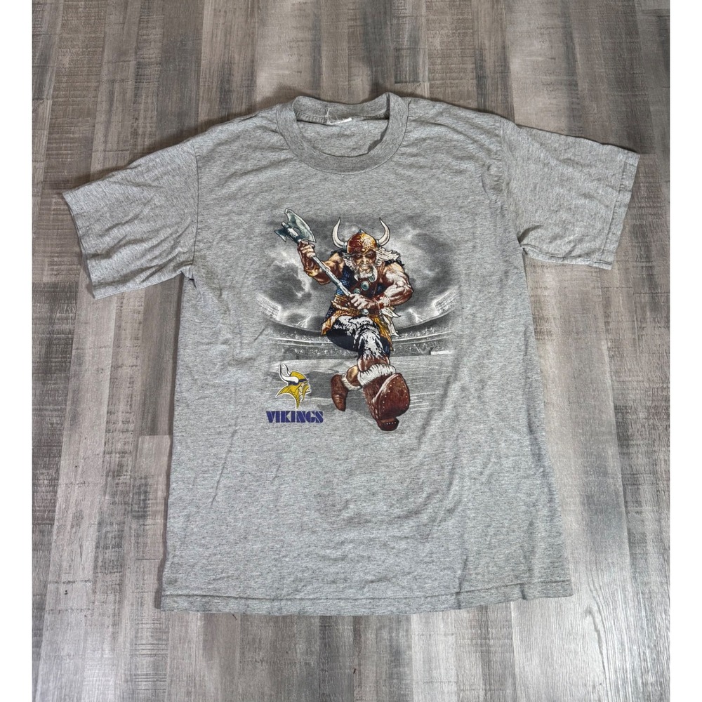 Vintage Minnesota Vikings T-Shirt Gray Mens Short Sleeve Football Salem Medium